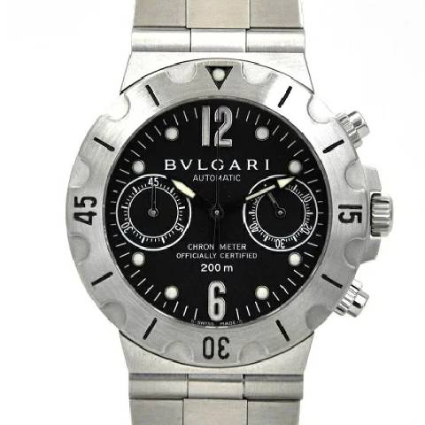 BVLGARI ブルガリ ディアゴノ スクーバ 腕時計 シルバー 黒文字盤