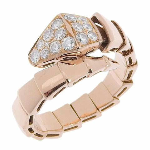 ブルガリ セルペンティK18PG ダイヤモンド リング指輪